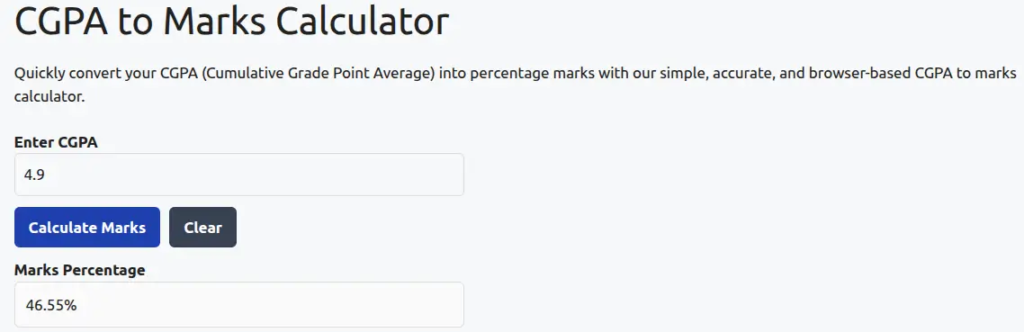 cgpa to marks calculator