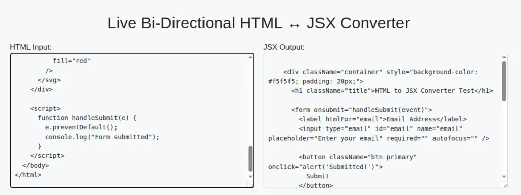 html to jsx converter