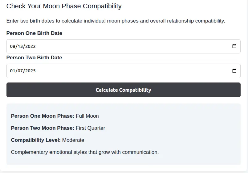 moon phase compatibility calculator