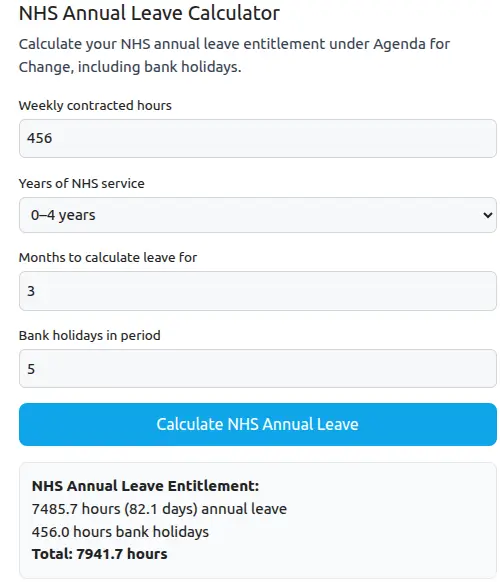 nhs annual leave calculator