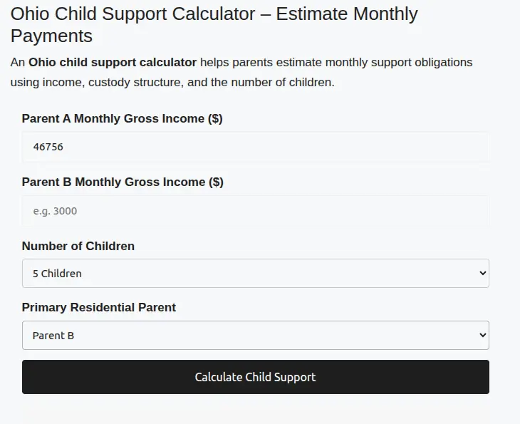 ohio child support calculator