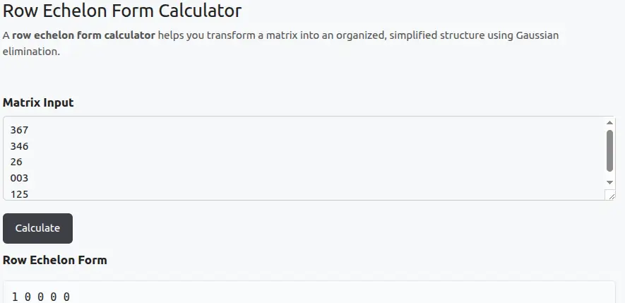 row echelon form calculator