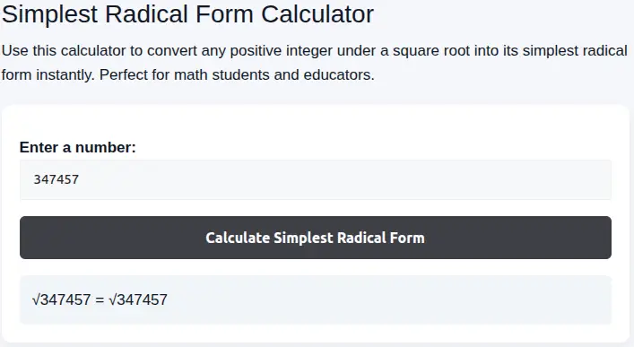 simplest radical form calculator