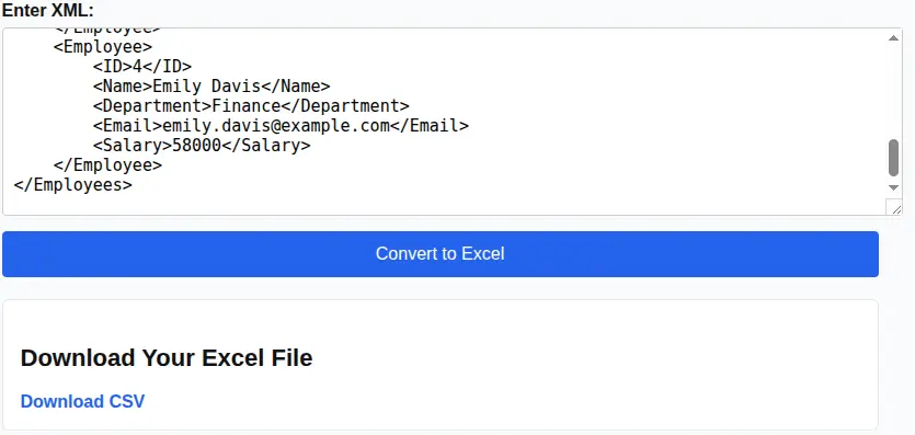 xml to excel converter